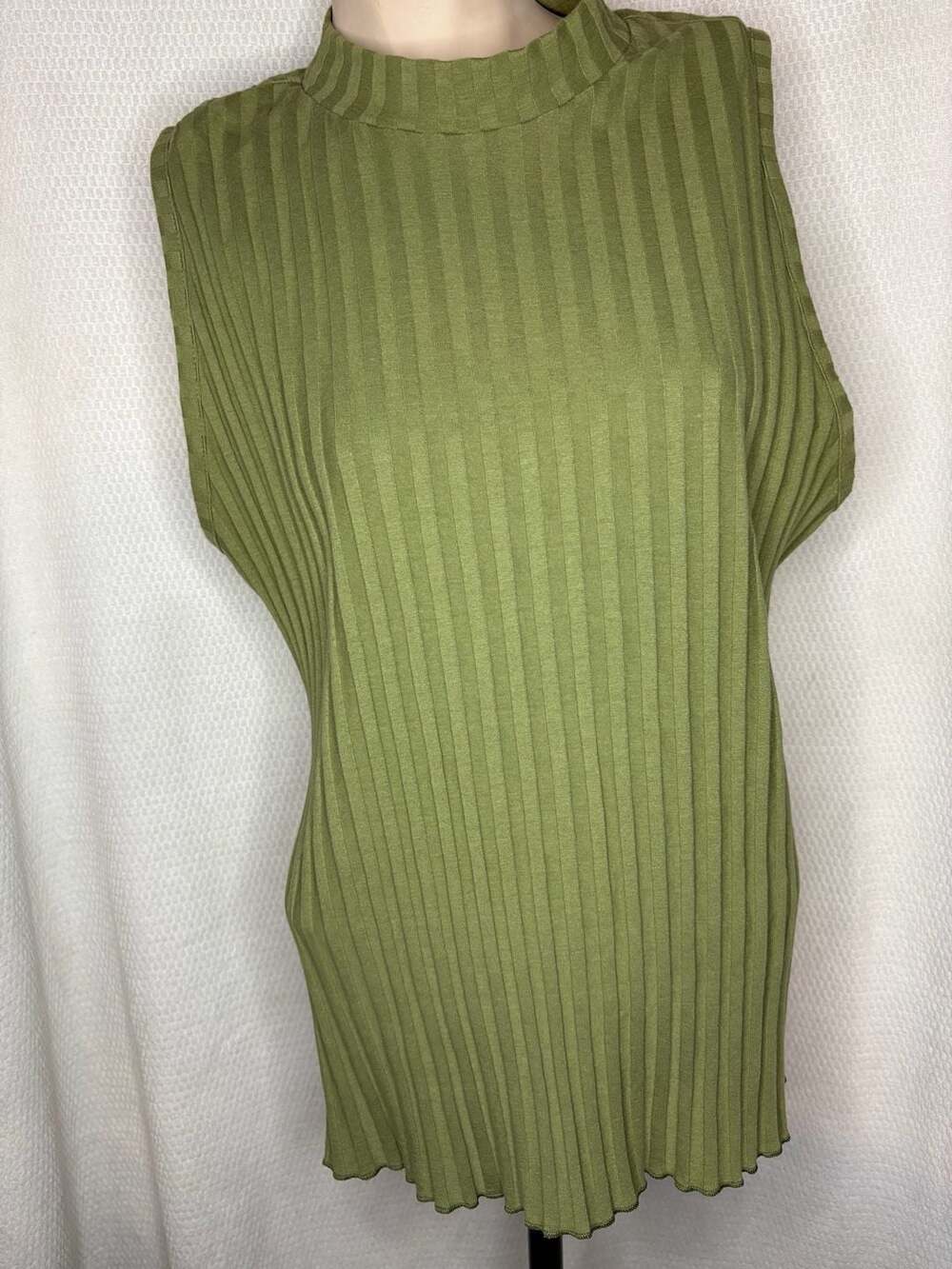 A New Day Mock Neck Tank Top Size XXL Green Ribbed Sleeveless